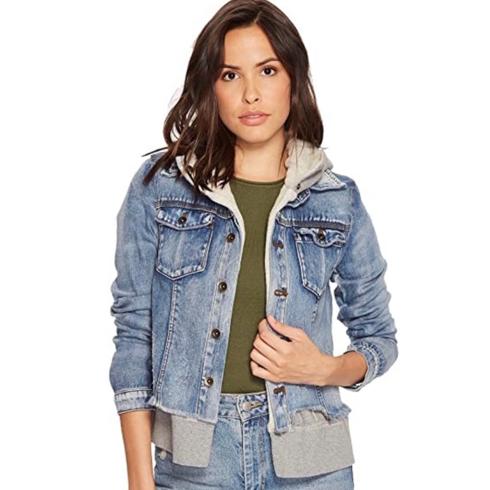 Free People Double Weave Distressed Jean Jacket